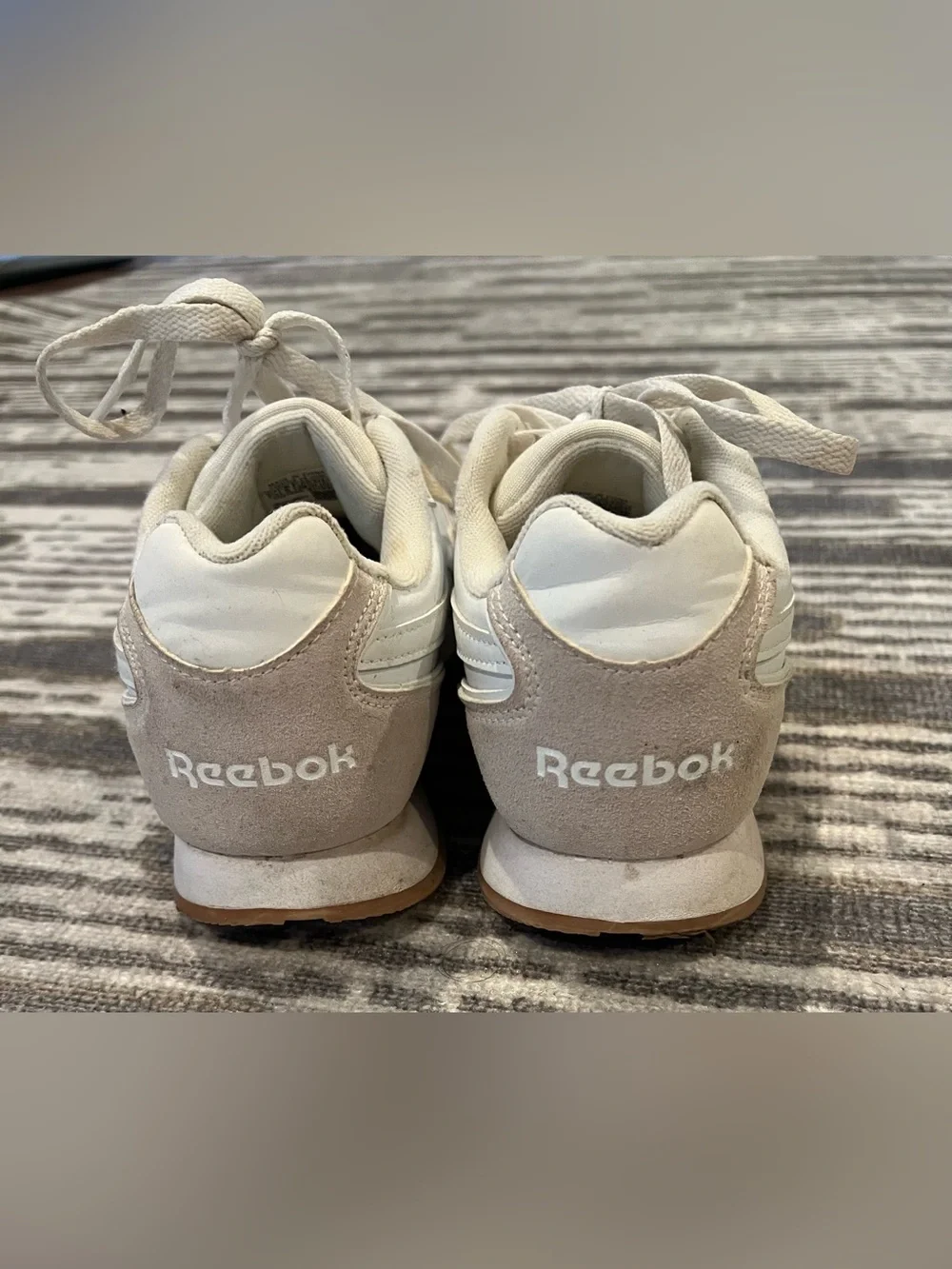 Reebok White Leather Sneakers with Beige Accents